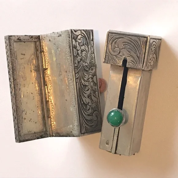 Vintage Sterling Silver Lipstick Case w/Mirror - Picture 4 of 5